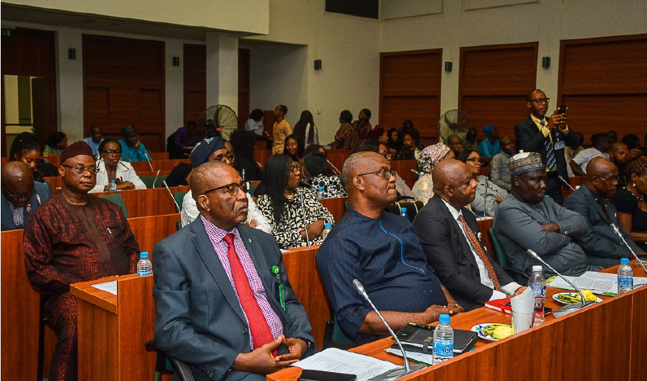 Representative of the DG, NLRC, Mr. Obi Iregbu (1st l-fr) with other participants at the Public Hearing